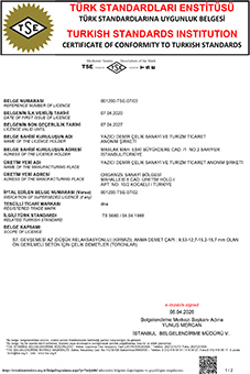 CERTIFICATE OF CONFORMITY TO TURKISH STANDARDS